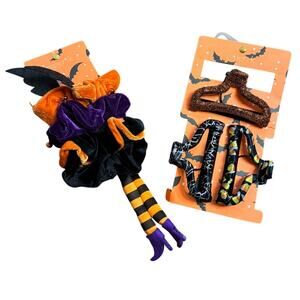 Piper K Halloween Hair Accessory Bundle - Witch Leg Scrunchies & Spooky Clips